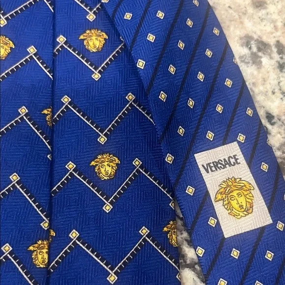 Versace Blue and Gold Medusa Pattern Tie (a repost). - Picture 5 of 5